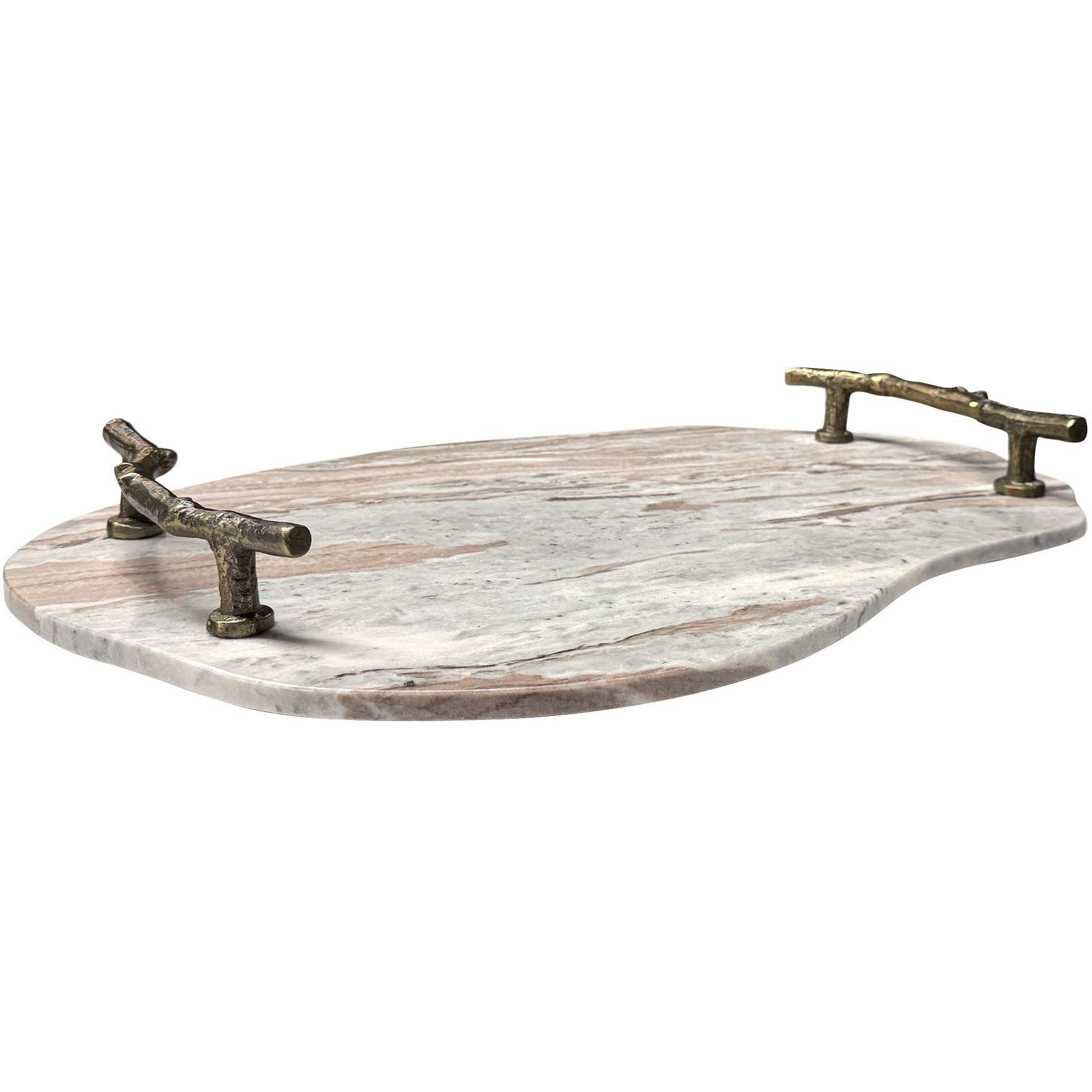 Stone And Twig Natural Marble and Cast Aluminum Indoor-Outdoor Tray