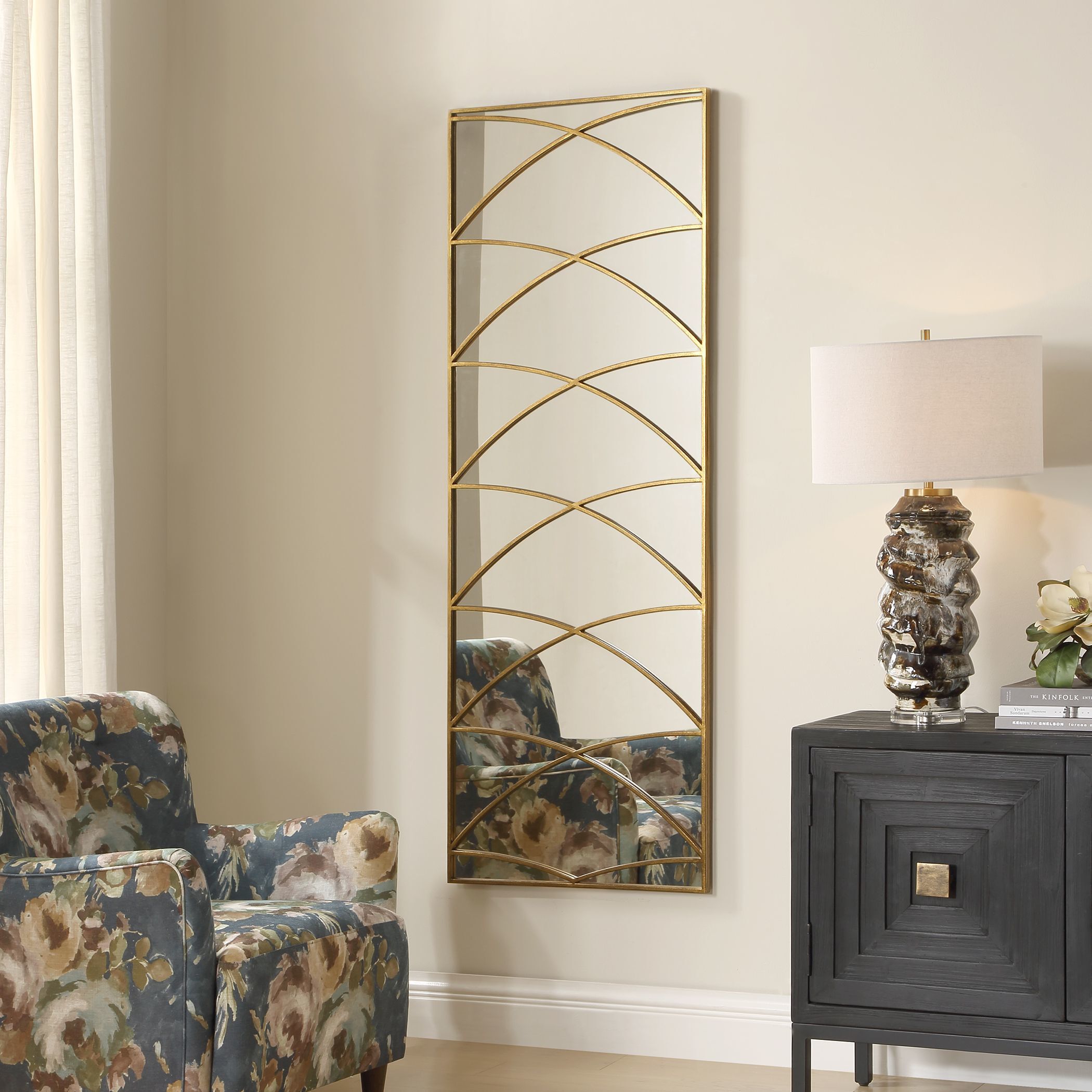 Crossed Up 70 X 25 inch Antique Gold Full Length Mirror