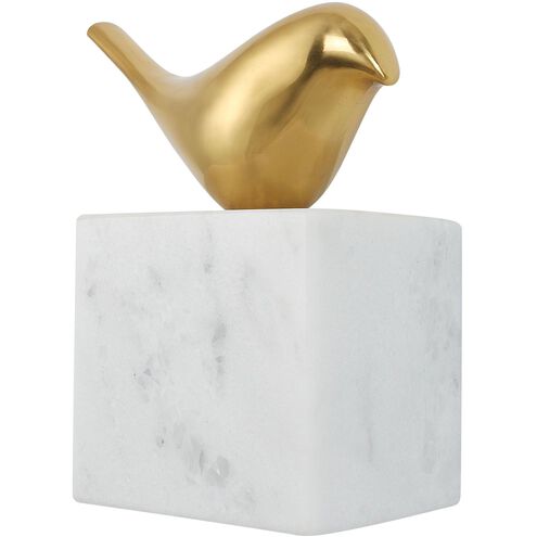 Flying Solid Brass and White Marble Solo Bird Wall Décor