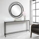 Hayley 60 inch Matte Black with Mirror and Clear Glass Console Table