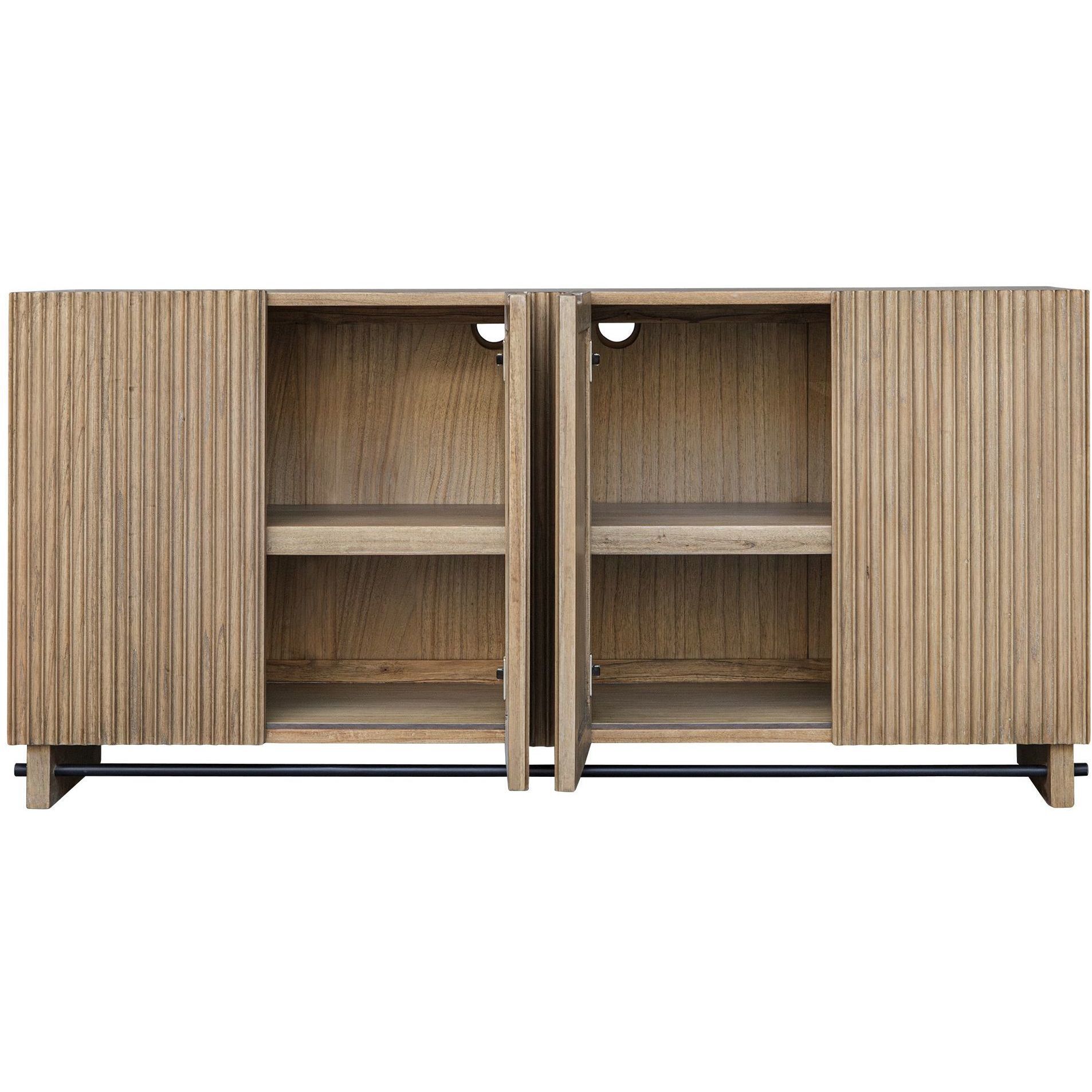 Kellem Black and Natural Wood 4 Door Cabinet