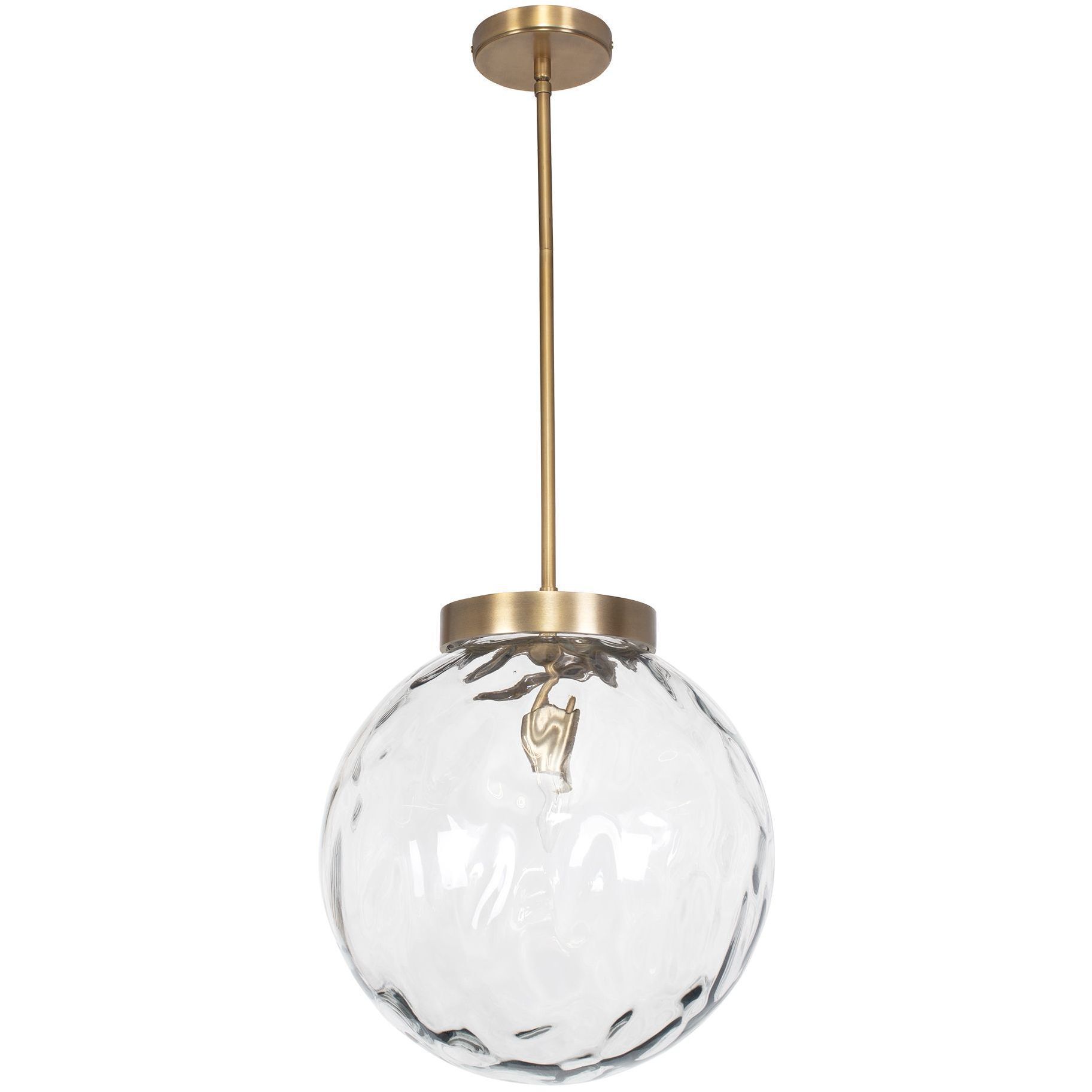 Gaia 1 Light 14.75 inch Watered Glass and Antique Brass Pendant Ceiling Light