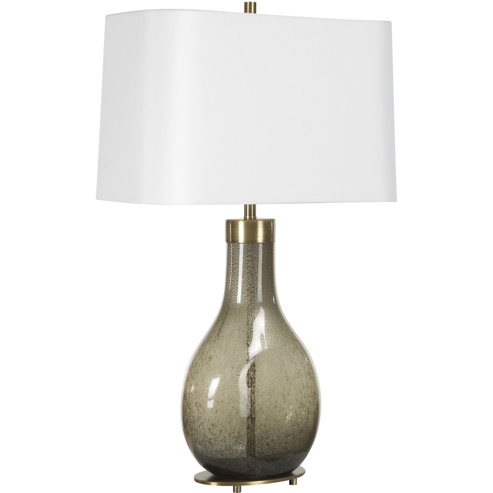 Shyla 29.25 inch 150 watt Dark Moss Seeded Glass and Plated Brushed Brass Table Lamp Portable Light