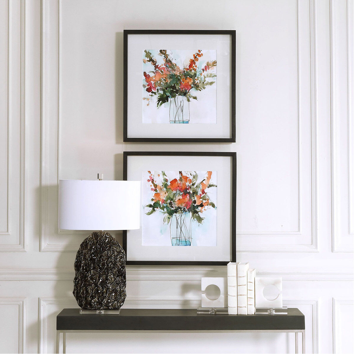 Fresh Flowers 26 X 26 inch Watercolor Prints, Set of 2