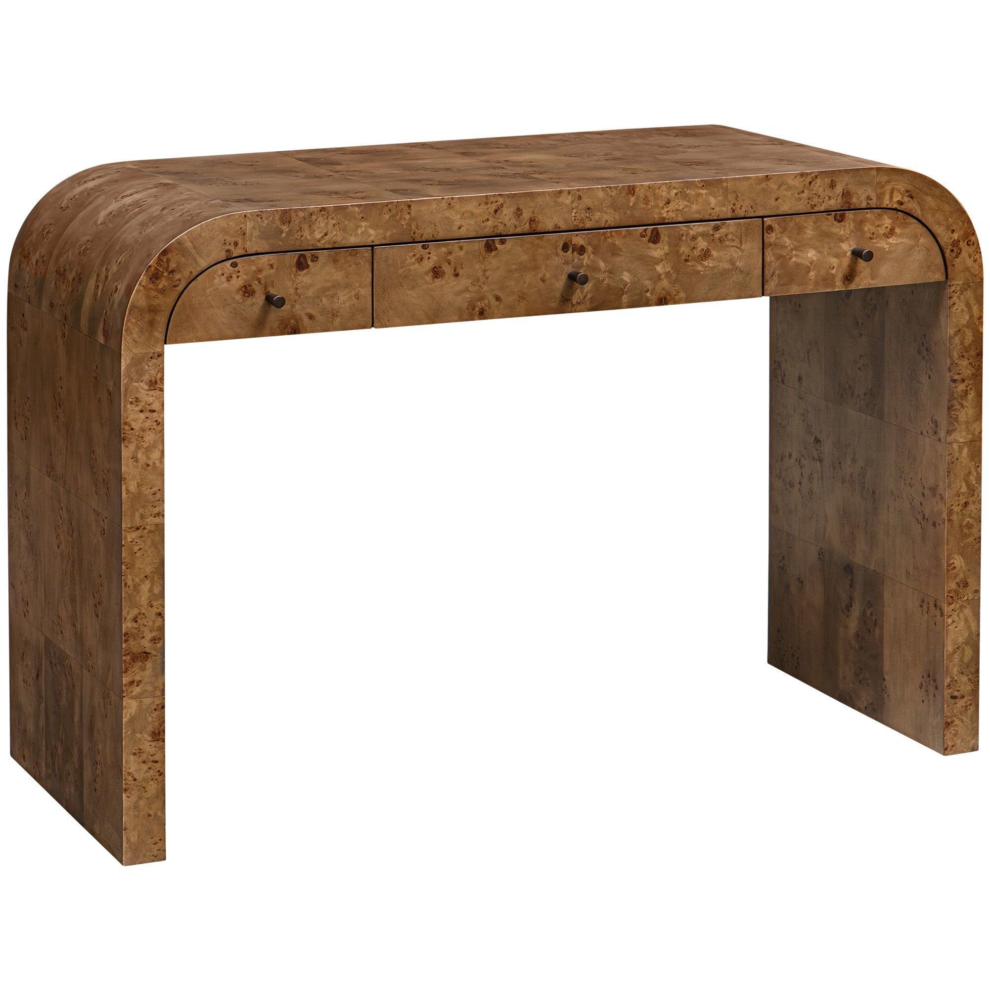 Rocco 44 inch Mappa Burl Veneer and Dark Bronze Desk