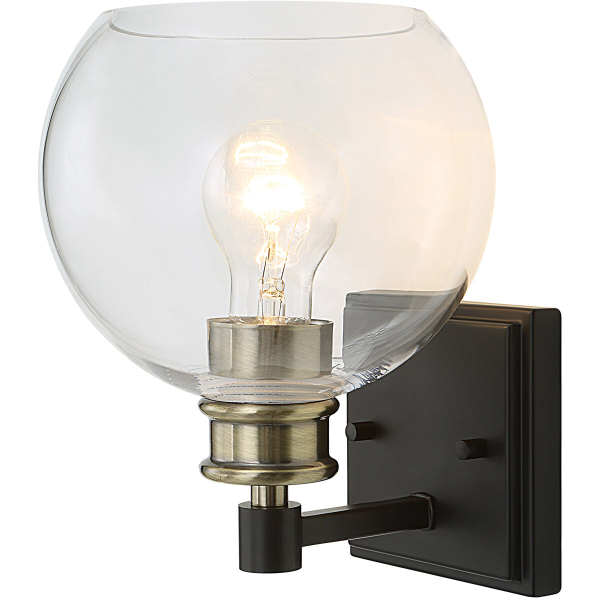 Kent 1 Light 7 inch Matte Black and Plated Antique Brass Sconce Wall Light