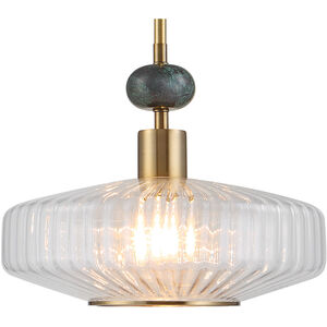 Giovane 1 Light 15 inch Antique Brass and Green Marble Pendant Ceiling Light