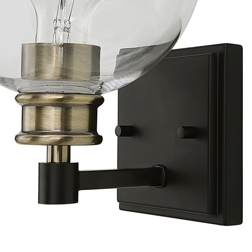 Kent 1 Light 7 inch Matte Black and Plated Antique Brass Sconce Wall Light