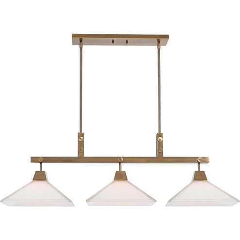 Brookdale 3 Light 44 inch Aged Brass Linear Chandelier Ceiling Light