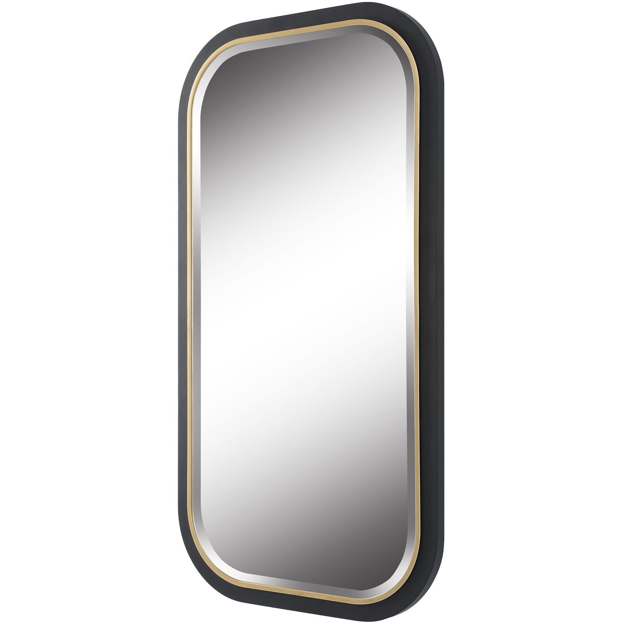 Nevaeh 43 X 23 inch Satin Black and Gold Leaf Mirror