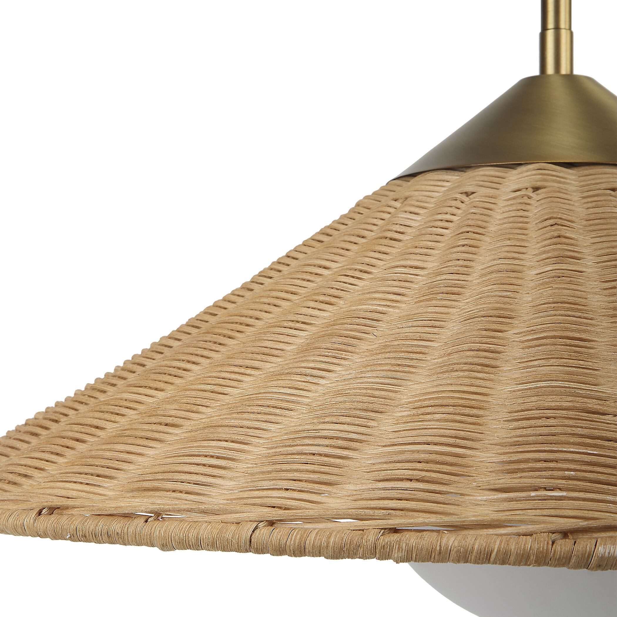 Phuvinh 1 Light 20 inch Natural Rattan and Antique Brass Pendant Ceiling Light