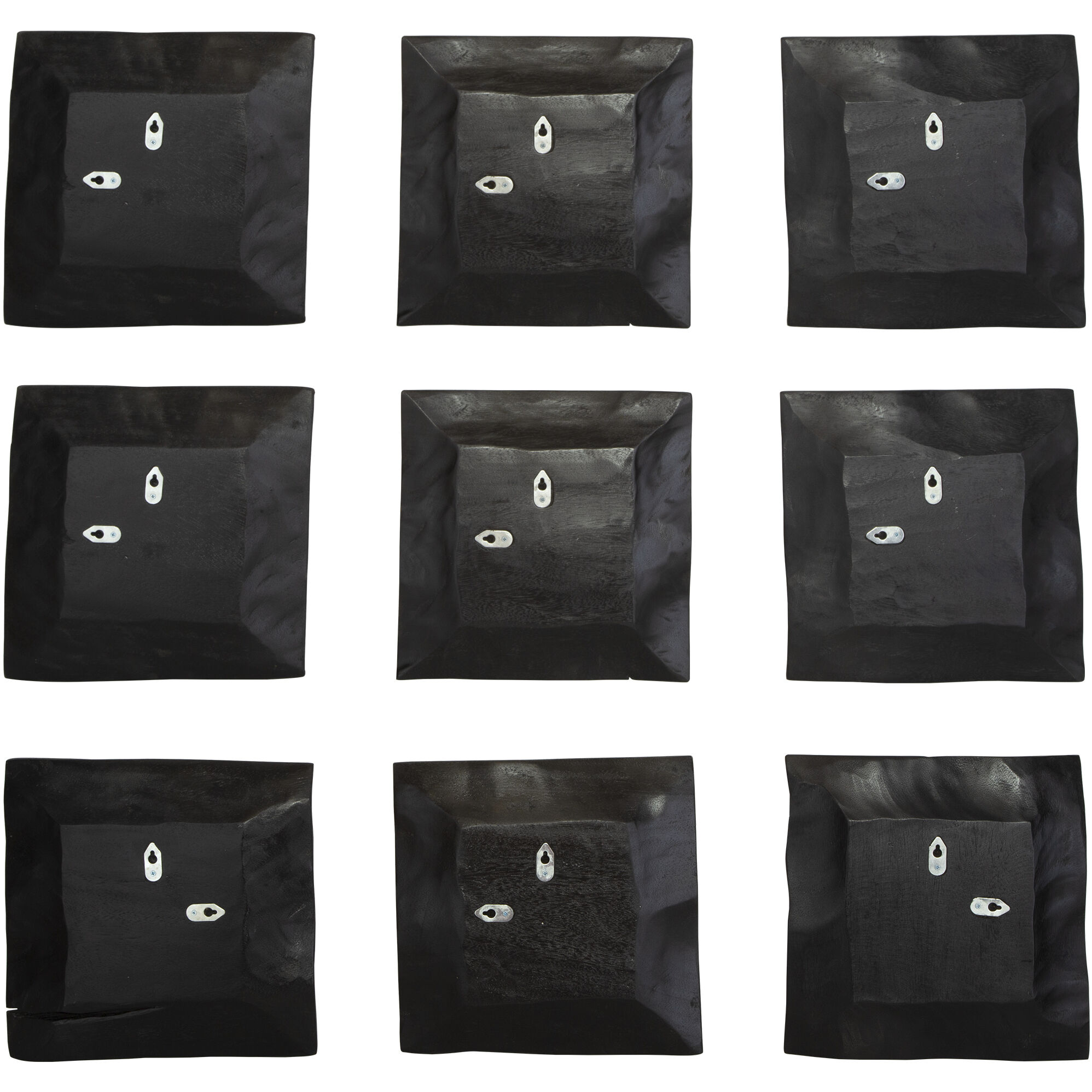 Malosi Matte Black Wood Wall Decor, Set of 9
