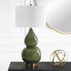 Gourd 30.5 inch 150.00 watt Moss Green Glaze and Antiqued Brass Table Lamp Portable Light