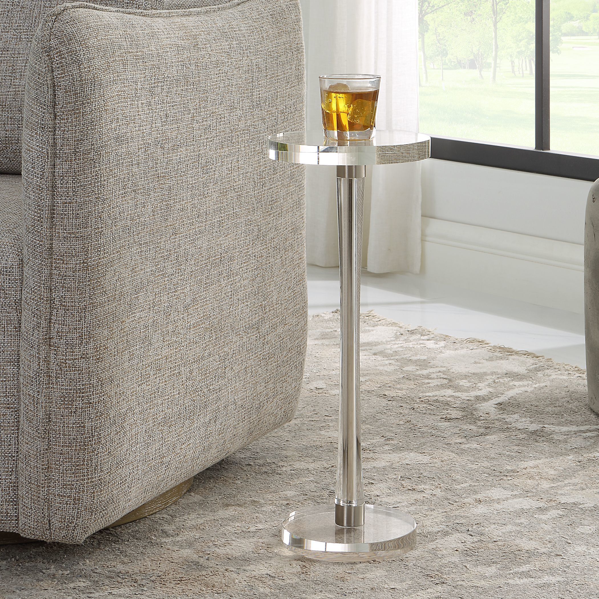 Brushed nickel hot sale end table