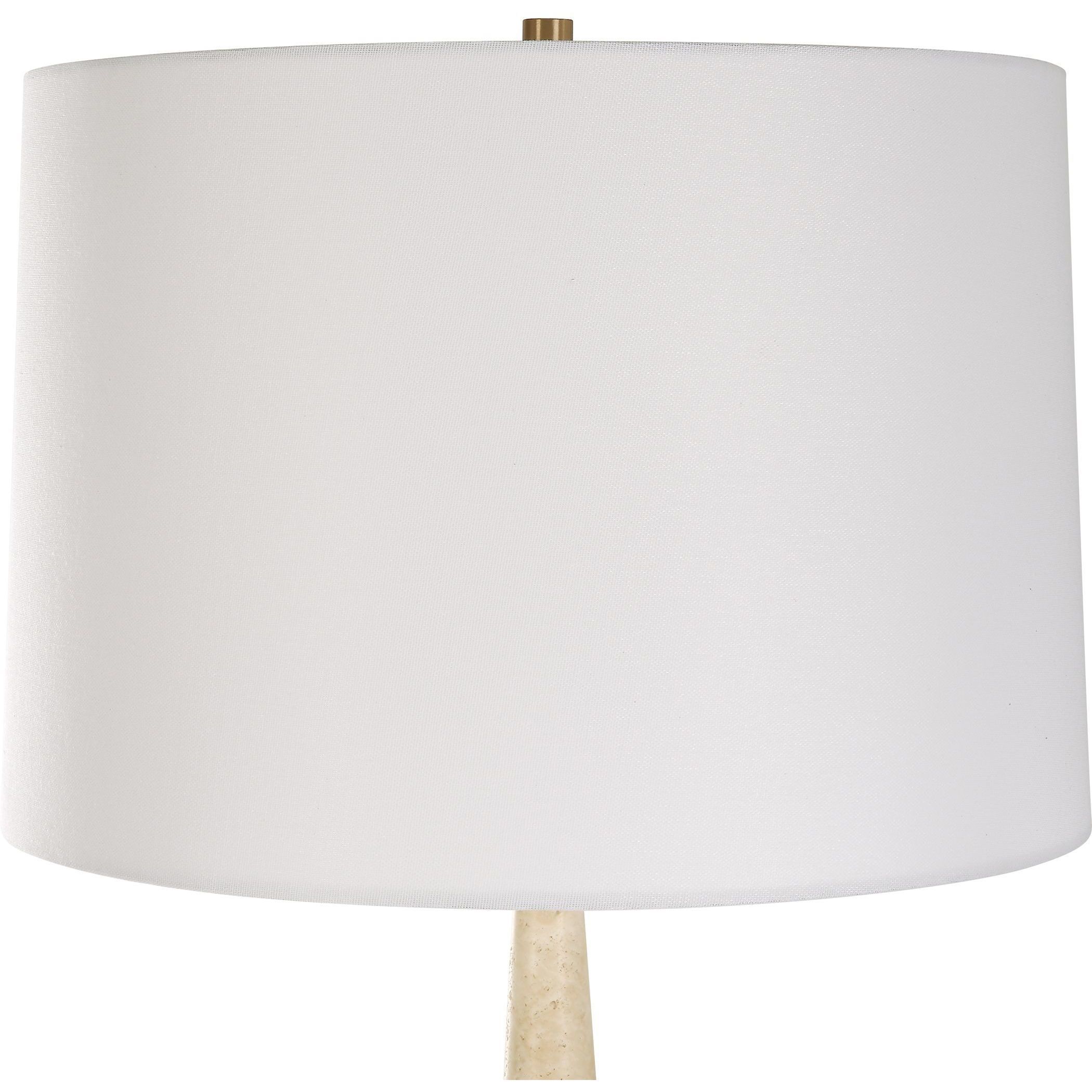 Palu 37.5 inch 150.00 watt Light Beige Travertine and Plated Brushed Brass Table Lamp Portable Light