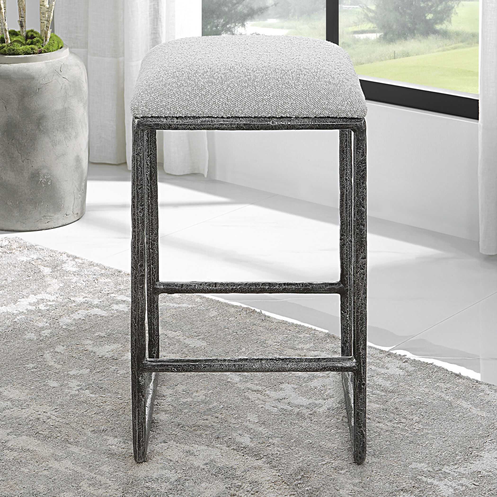Brisbane 26 inch Distressed Charcoal with Ivory and Warm Gray Counter Stool