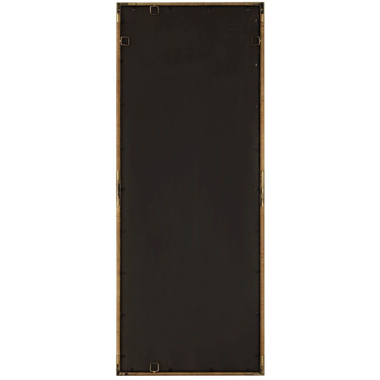 Kampar 73.63 X 29.5 inch Antiqued Gold and Natural Rattan Full Length Mirror