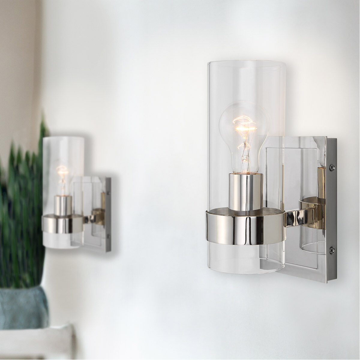 Cardiff 1 Light 5 inch Polished Nickel Cylinder Sconce Wall Light