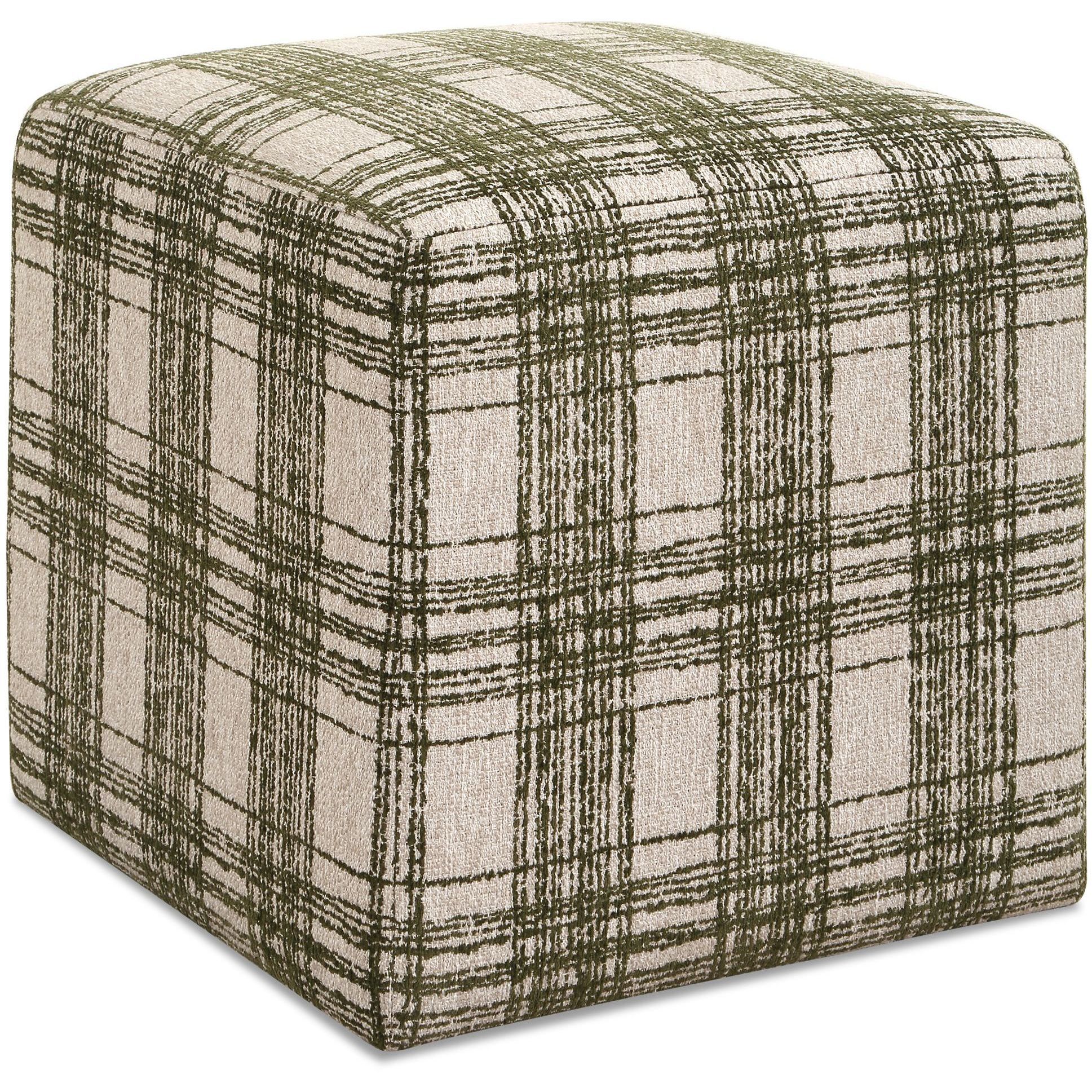 Joie 18 inch Ireland Green Plaid Chenille Ottoman