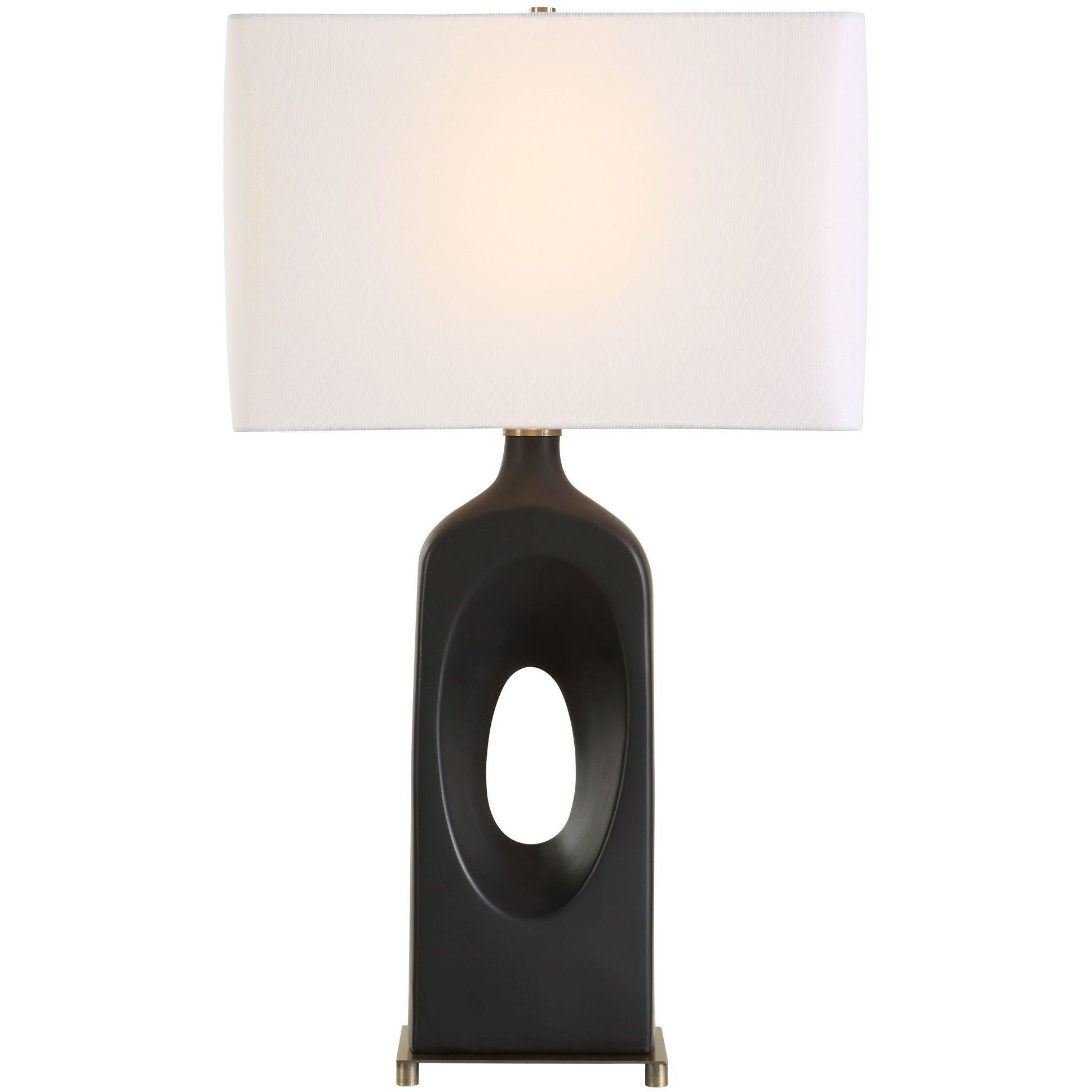 Void 30 inch 150 watt Matte Black Glaze and Brass Table Lamp Portable Light