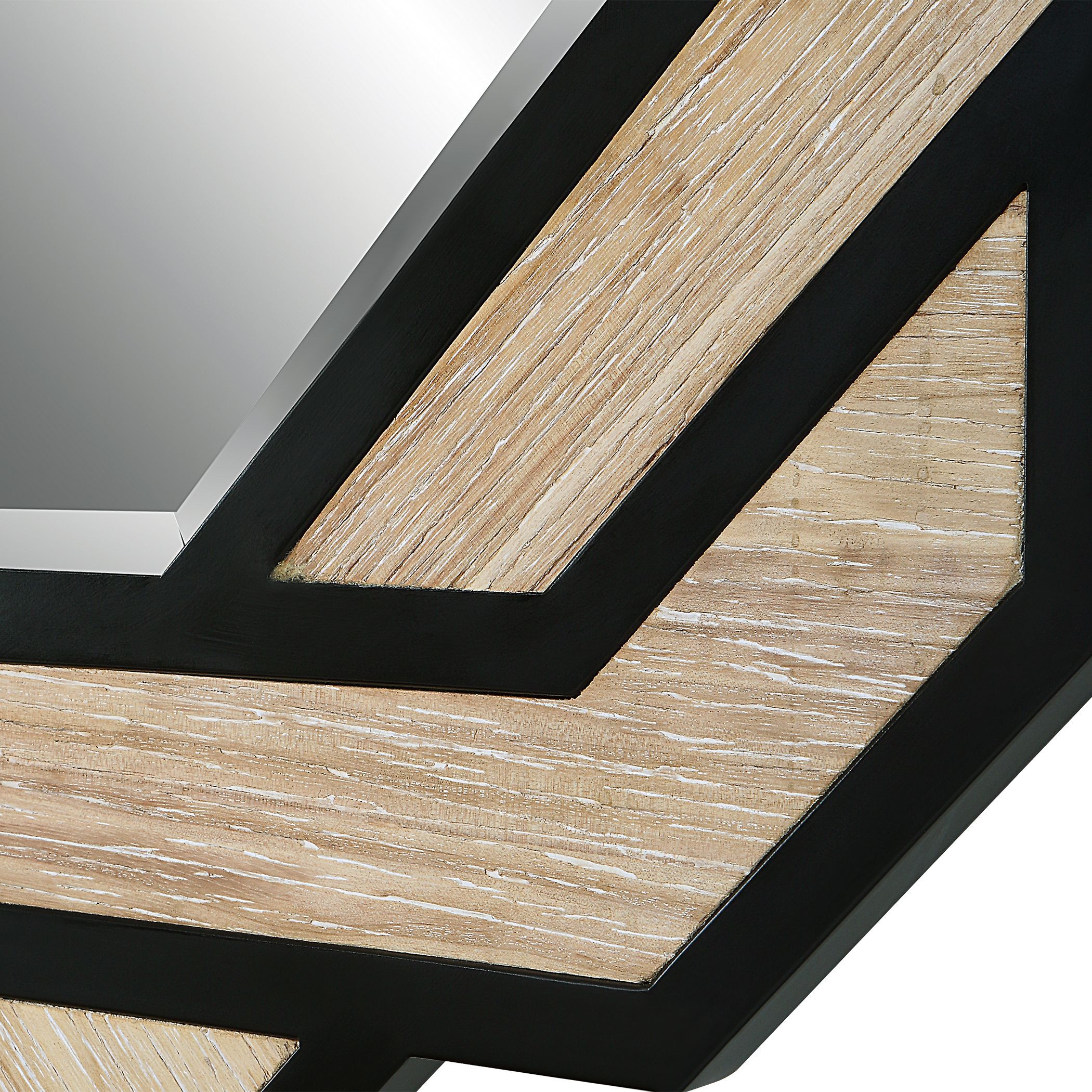 Continuity 36 X 36 inch Satin Black and Distressed Wood Mirror