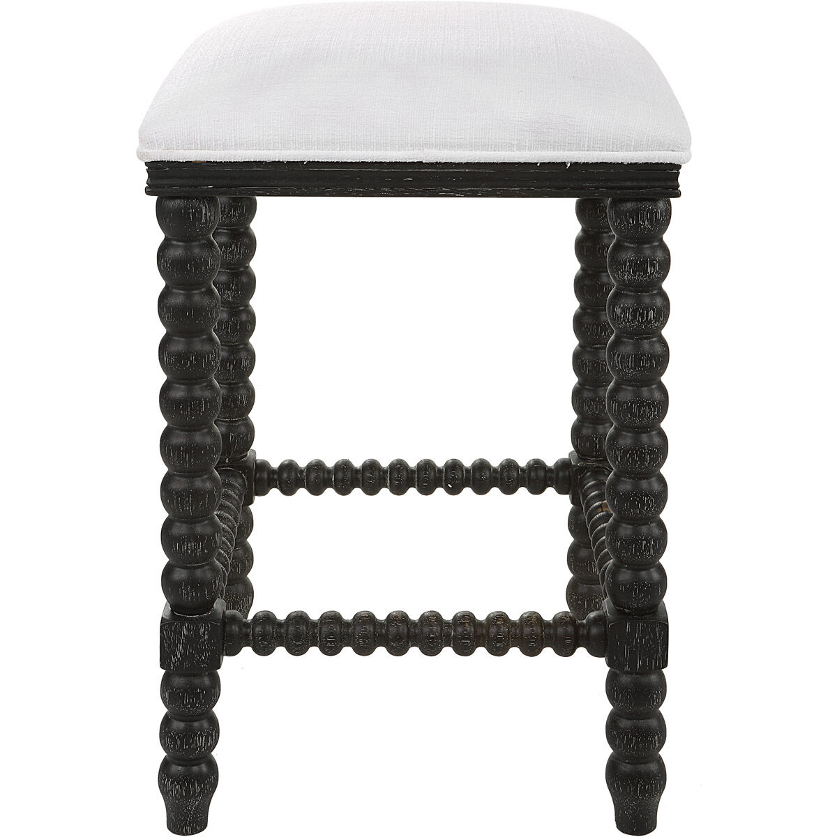 Pryce 26 inch Black Ceruse Stain and White Fabric Counter Stool