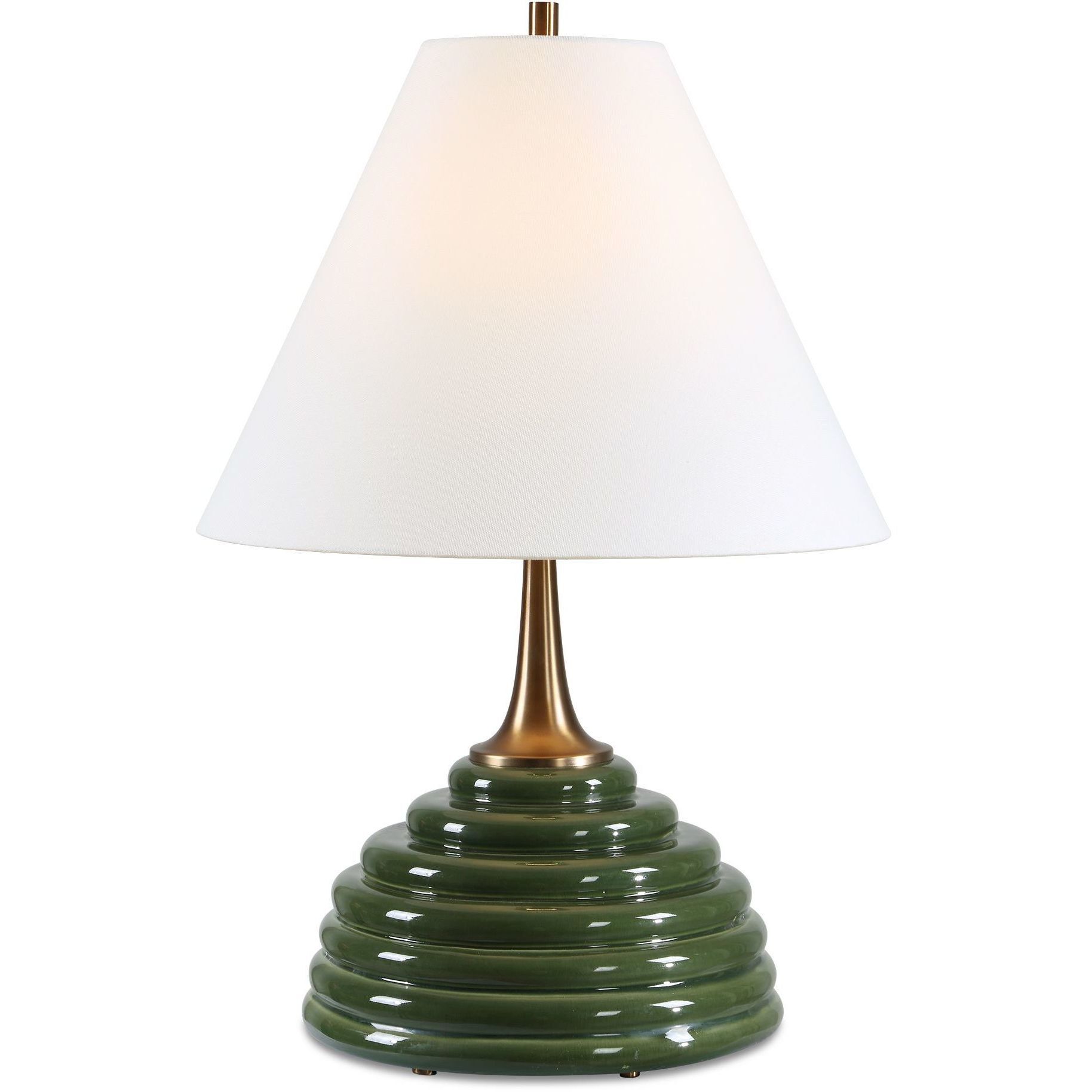 McKay 25 inch 150 watt Dark Green and Brass Table Lamp Portable Light