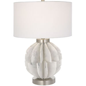 Repetition 25 inch 150.00 watt White Marble and Brushed Nickel Table Lamp Portable Light