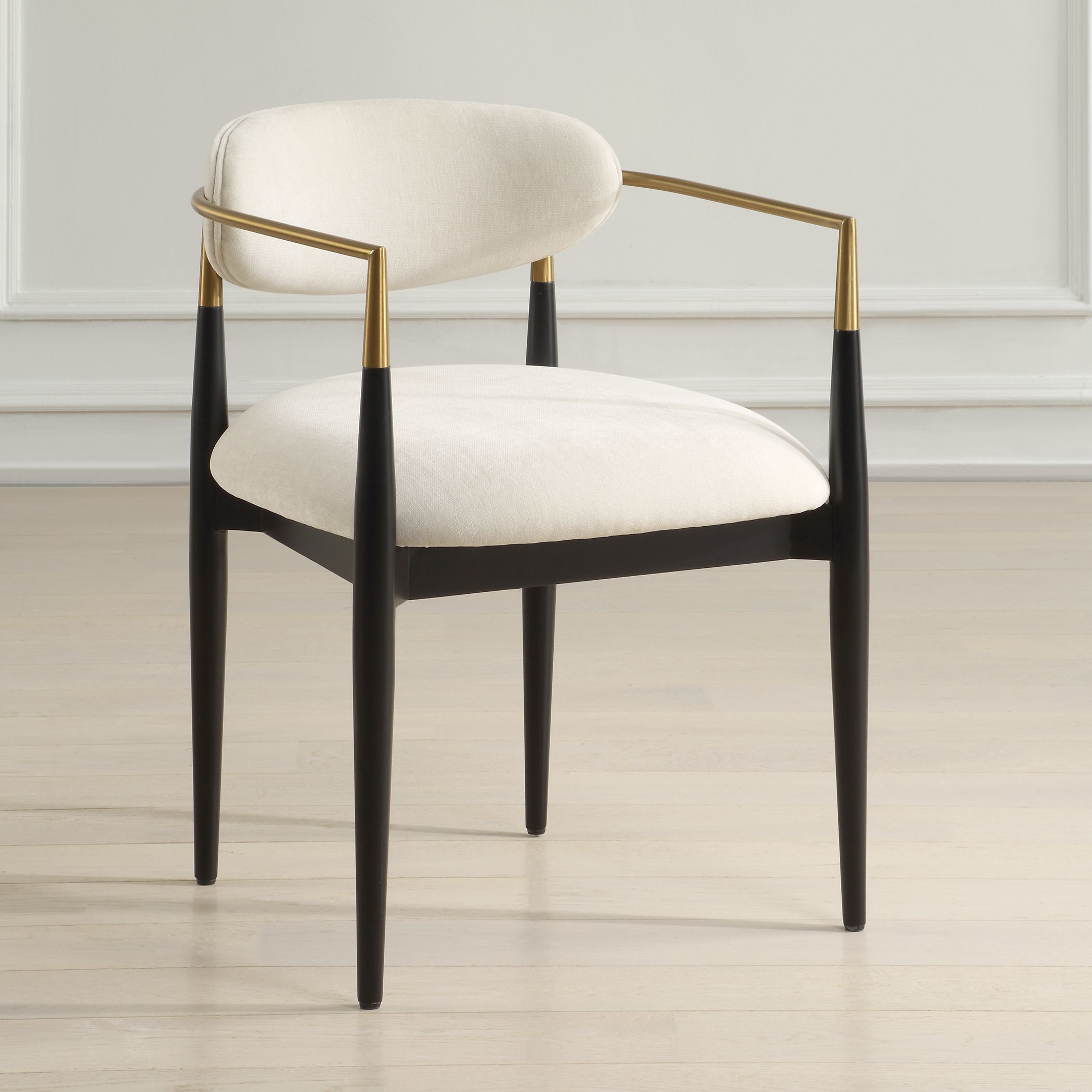 Moxie Brushed Brass and Matte Black and Off-White Dining Chair