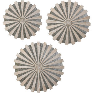 Daisies Antique Mirror and Ash Veneer Mirrored Wall Decor, Set of 3