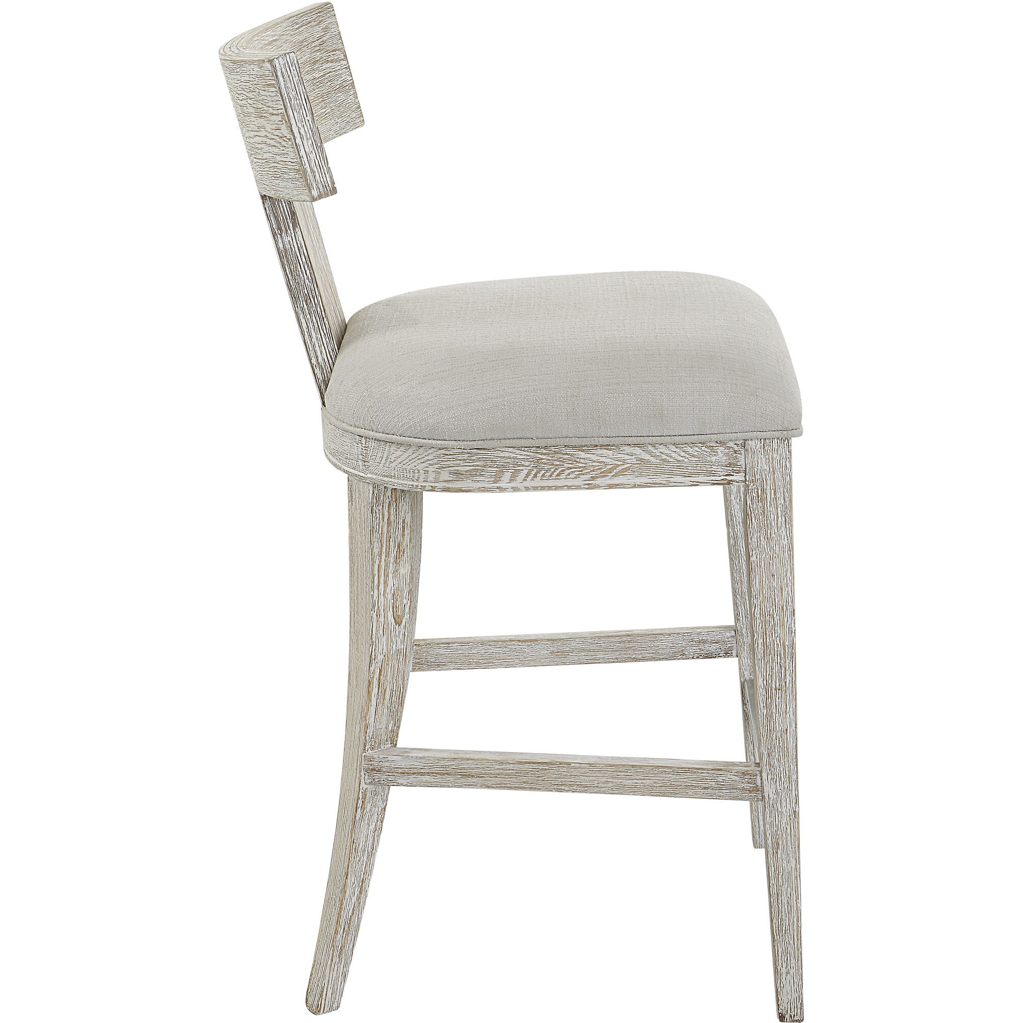 Idris 38 inch Whitewashed and White Fabric Counter Stool