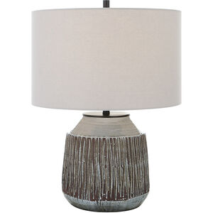 Neolithic 22 inch 150.00 watt Blue-Gray Crackle Glaze with Rust Brown Details Table Lamp Portable Light