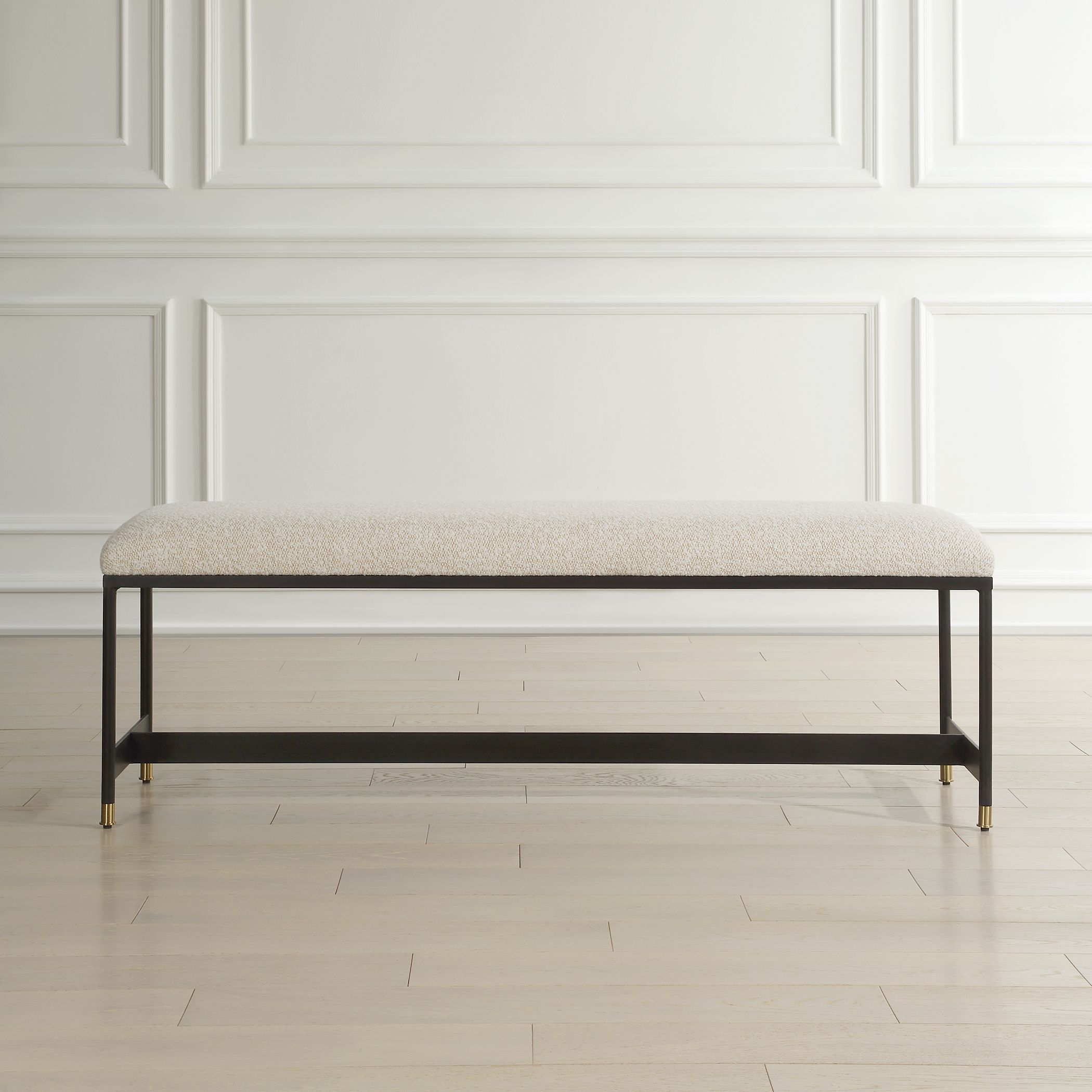 Halston Matte Black and Off-White with Brushed Brass Bench