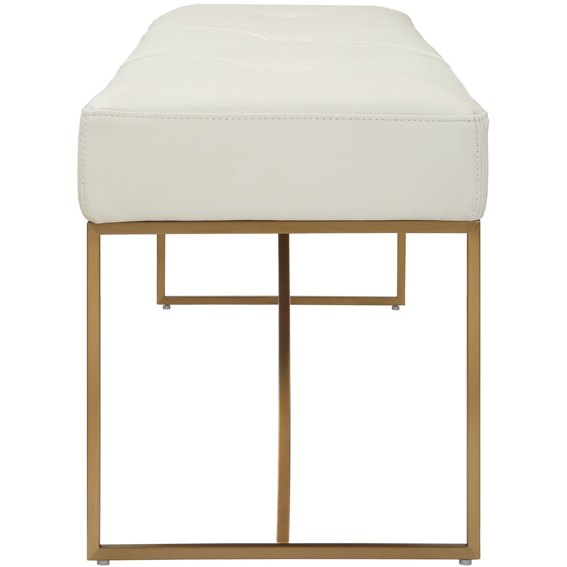 Swale Ivory Leather and Brushed Brass Bench