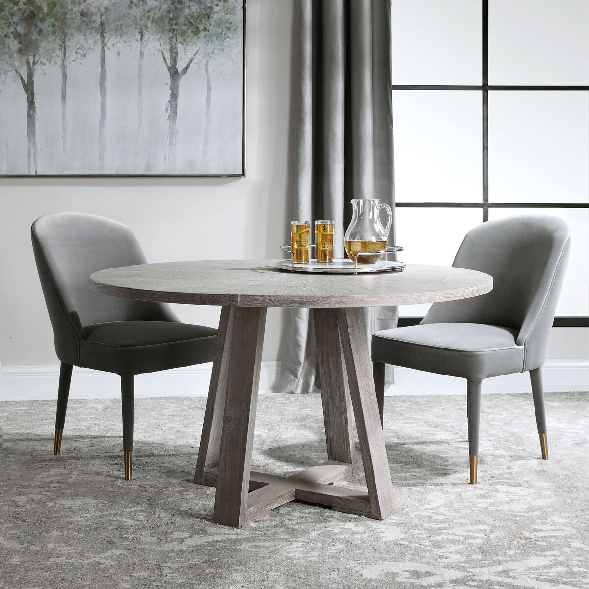 Uttermost 24952 Gidran 52 X 30 inch Gray Dining Table