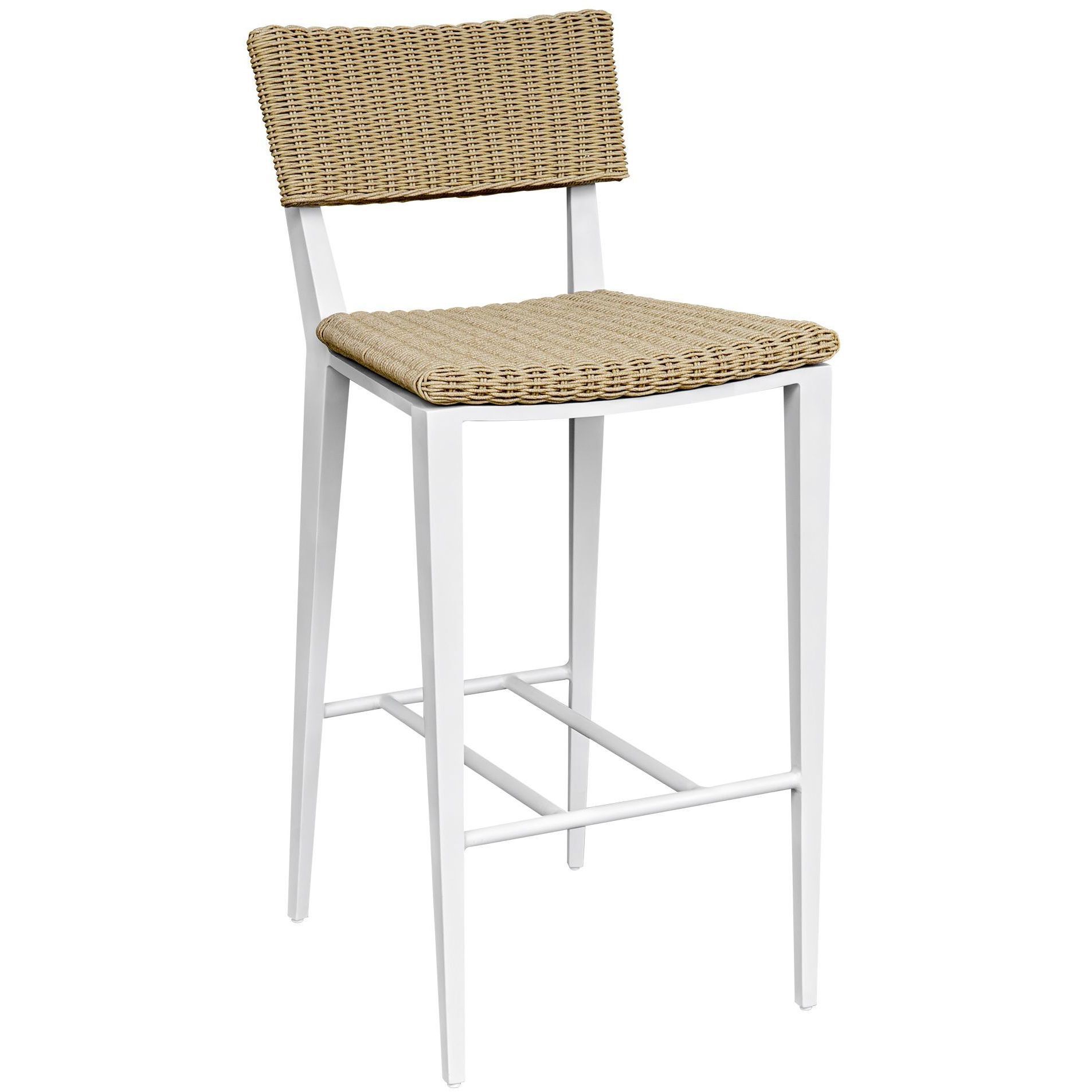 Calbas 42.25 inch White and Honey Outdoor Bar Stool