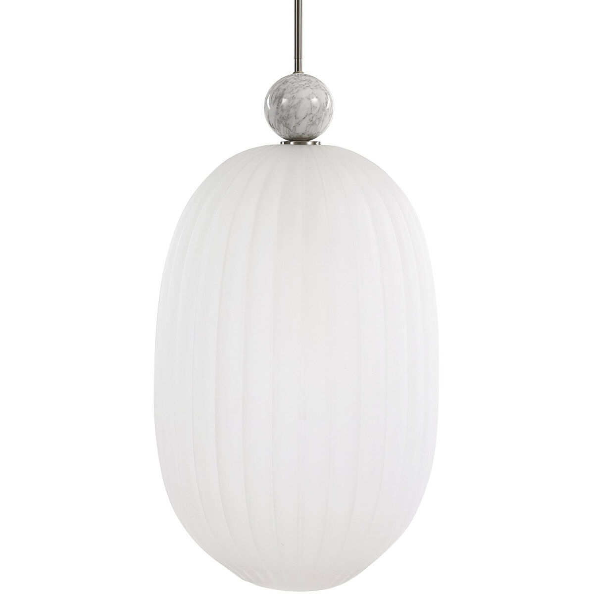 Creme 1 Light 16 inch White Marble and Brushed Nickel Pendant Ceiling Light