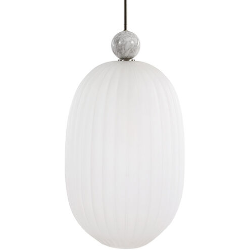 Creme 1 Light 16 inch White Marble and Brushed Nickel Pendant Ceiling Light