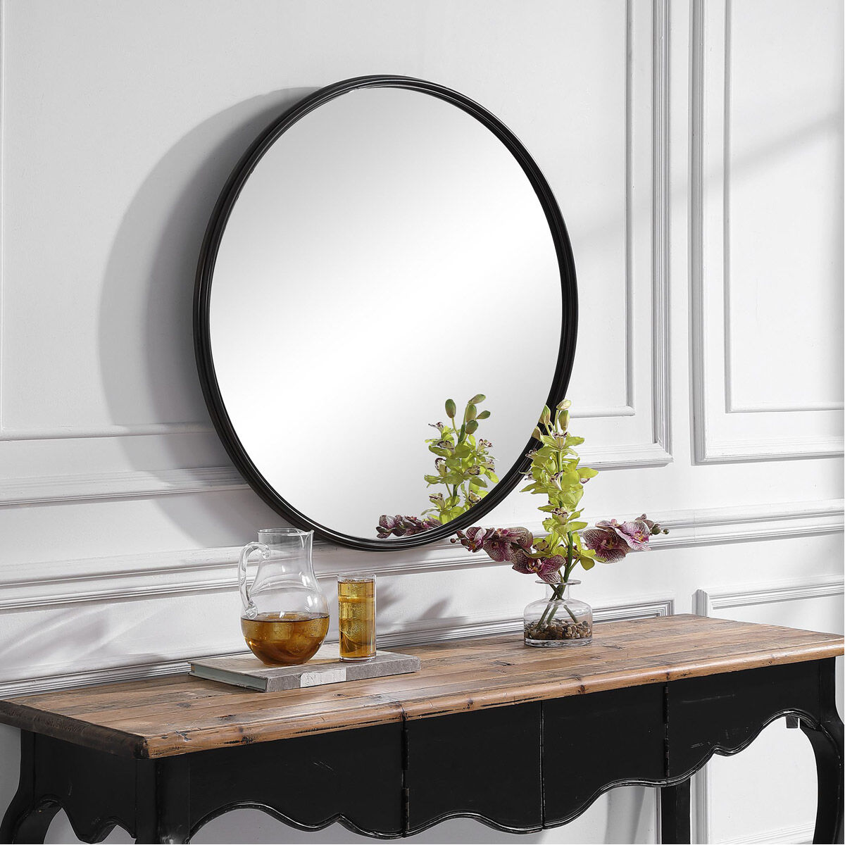 Belham 34.88 X 34.88 inch Aged Black Wall Mirror