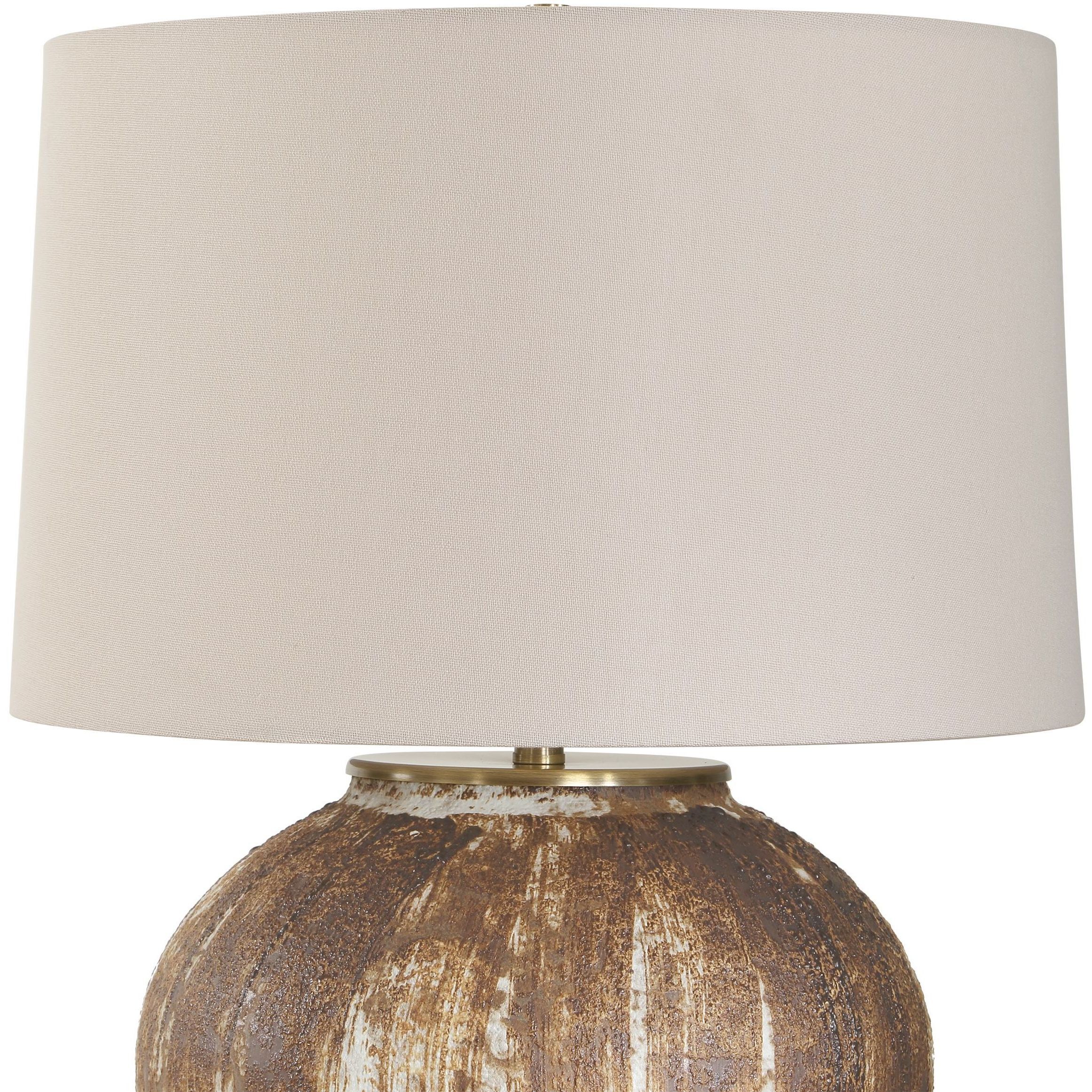 McKinley 22.5 inch 150 watt White and Chocolate Brown with Antique Brass Table Lamp Portable Light