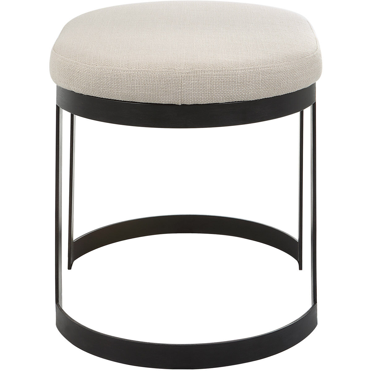 Infinity 20 inch Matte Black and Off-white Linen Fabric Accent Stool