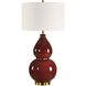 Gourd 30.5 inch 150 watt Burgundy Glaze and Antiqued Brass Table Lamp Portable Light