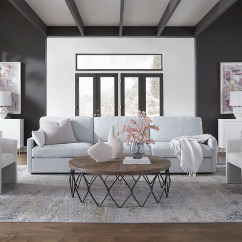Refuge Light Cloud Blue Polyester Sofa, Right Arm Facing
