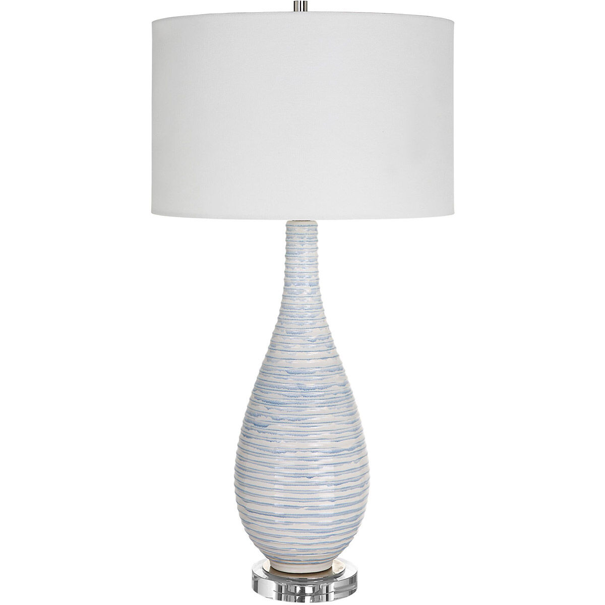 Clariot 32 inch 150.00 watt Blue and White Glaze with Polished Nickel Table Lamp Portable Light