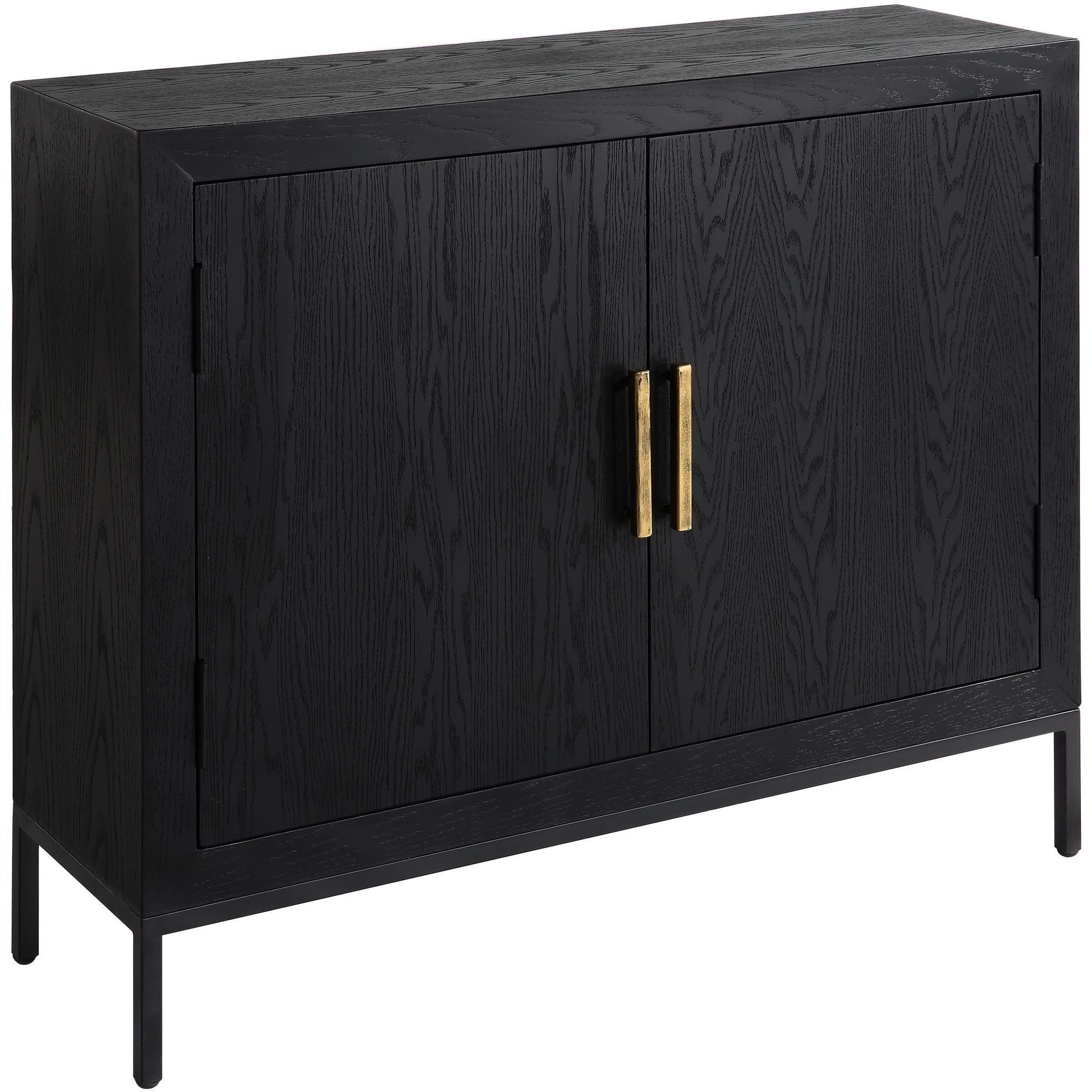 Front Range Dark Ebony Oak Veneer and Aged Gold 2 Door Cabinet