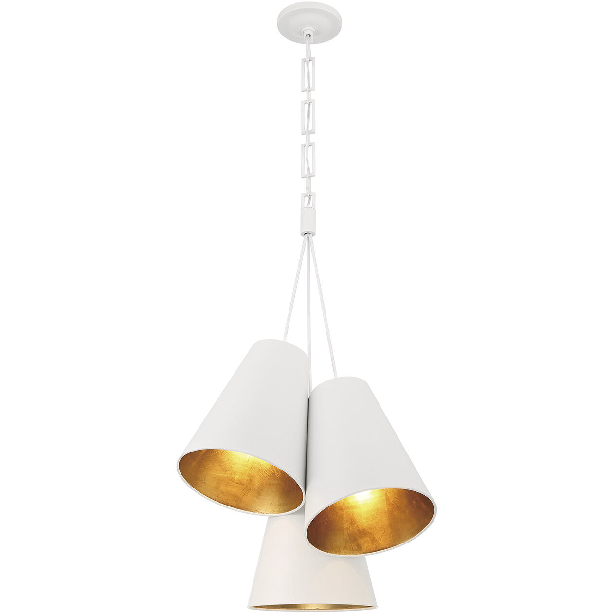 Alston 3 Light 20 inch Matte White and Antique Gold Pendant Ceiling Light