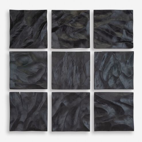 Malosi Matte Black Wood Wall Decor, Set of 9