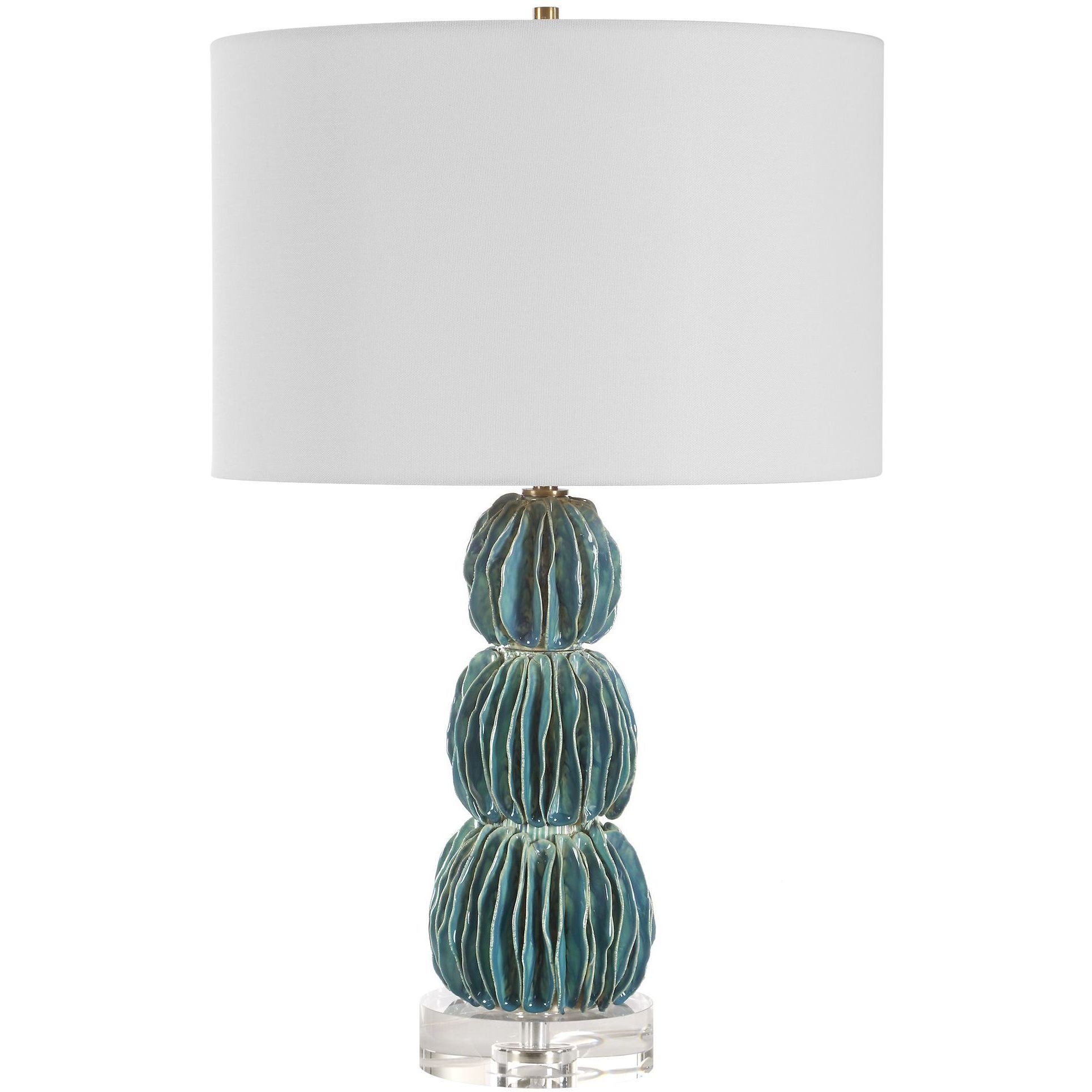 Bonaire 25.25 inch 150.00 watt Mottled Teal Blue Glaze Table Lamp Portable Light