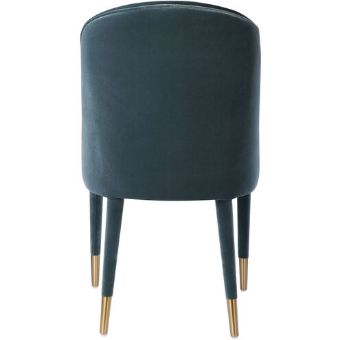Brie Slate Blue Velvet and Brushed Brass Armless Chairs, Set of 2