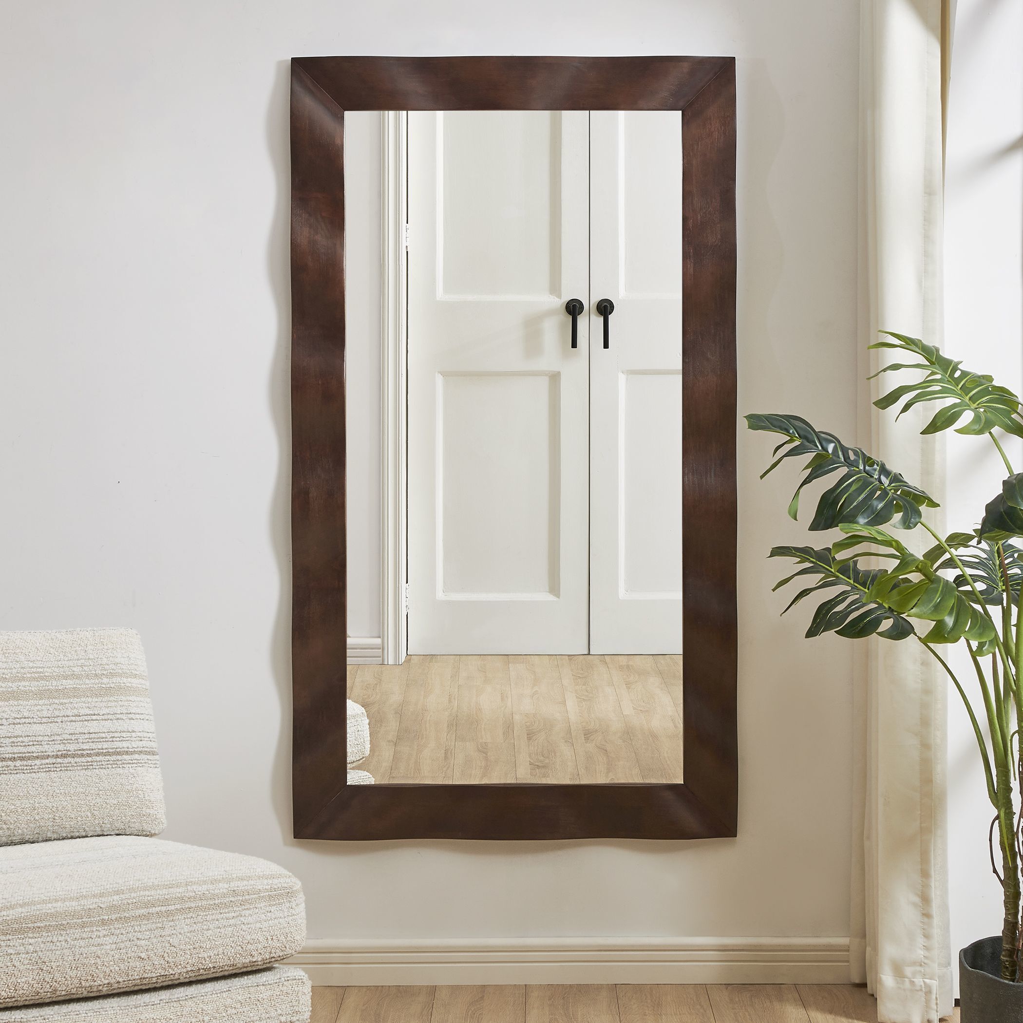 Wrinkle 69.63 X 39.63 inch Dark Walnut Mirror